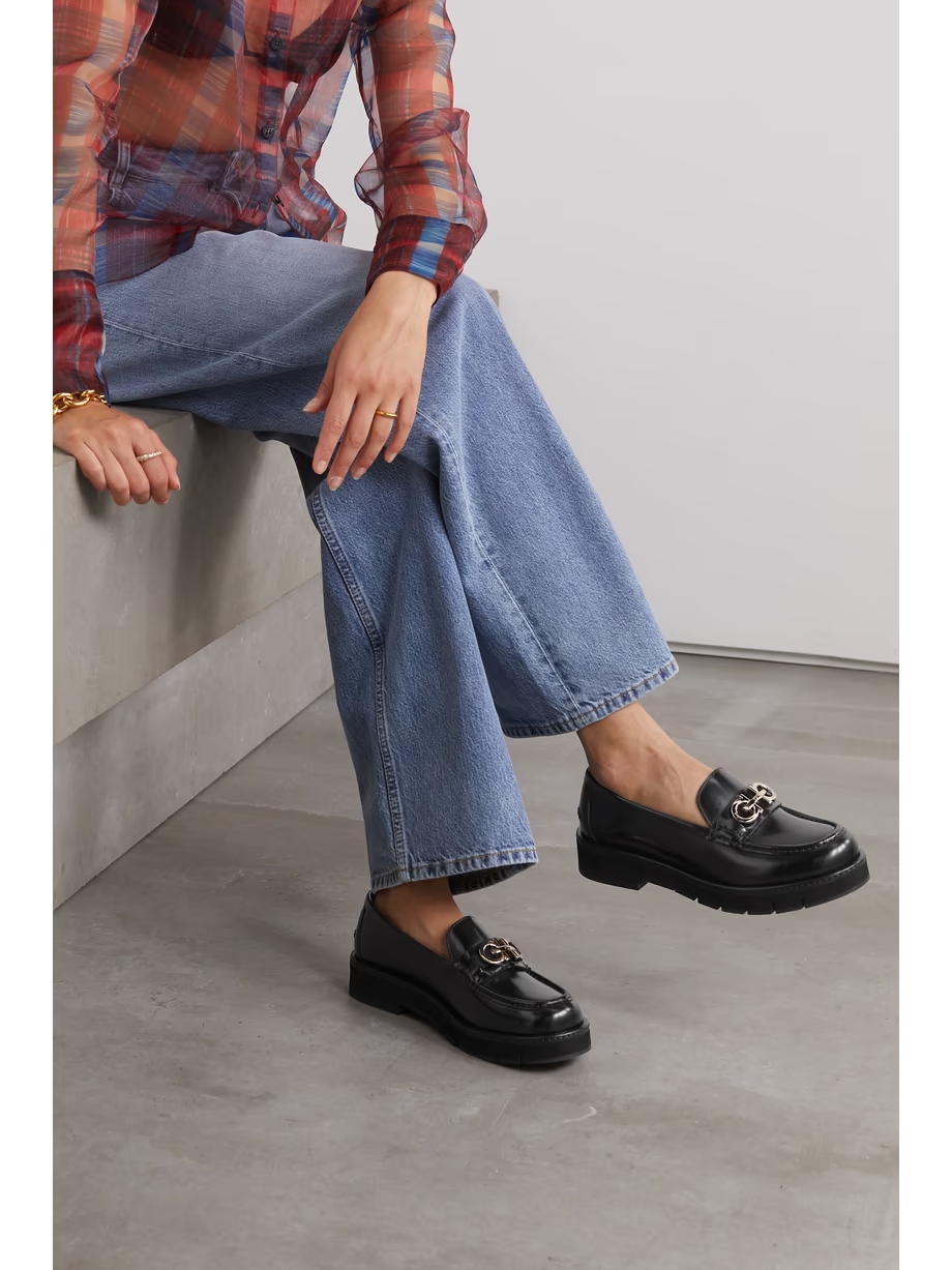 Ofelia embellished glossed-leather loafers Ofelia embellished glossed-leather loafers