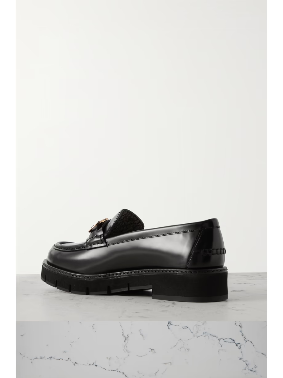 Ofelia embellished glossed-leather loafers Ofelia embellished glossed-leather loafers