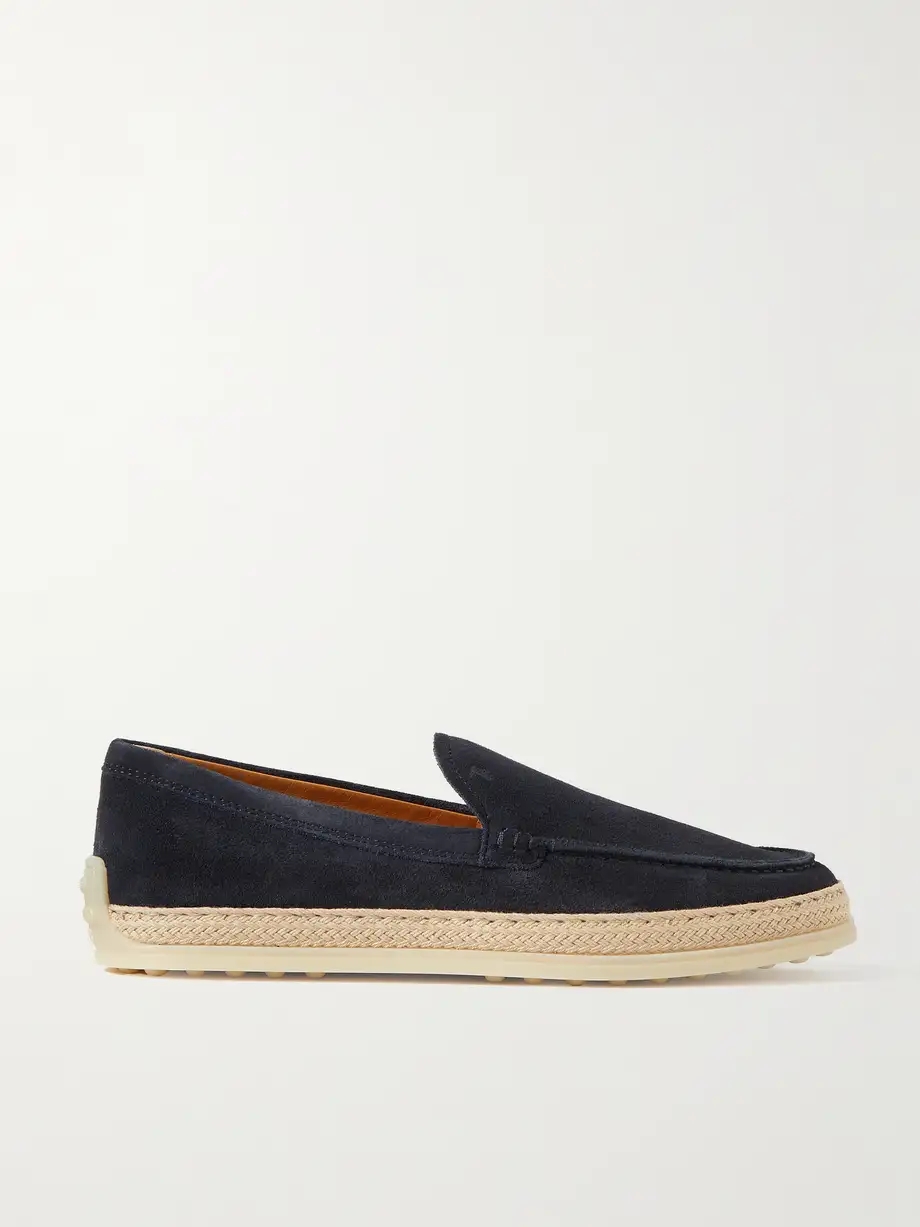 Raffia-trimmed suede loafers Raffia-trimmed suede loafers