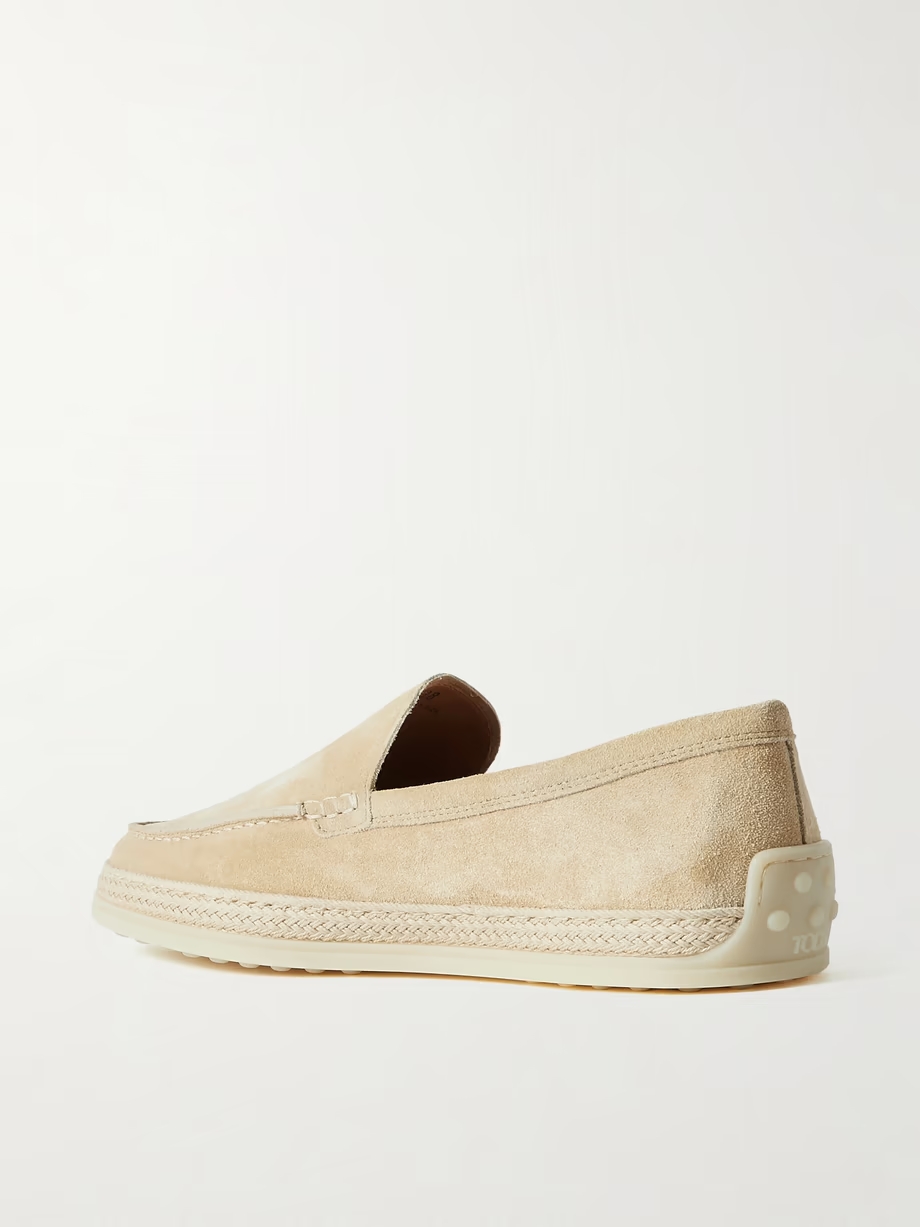 Raffia-trimmed suede loafers Raffia-trimmed suede loafers