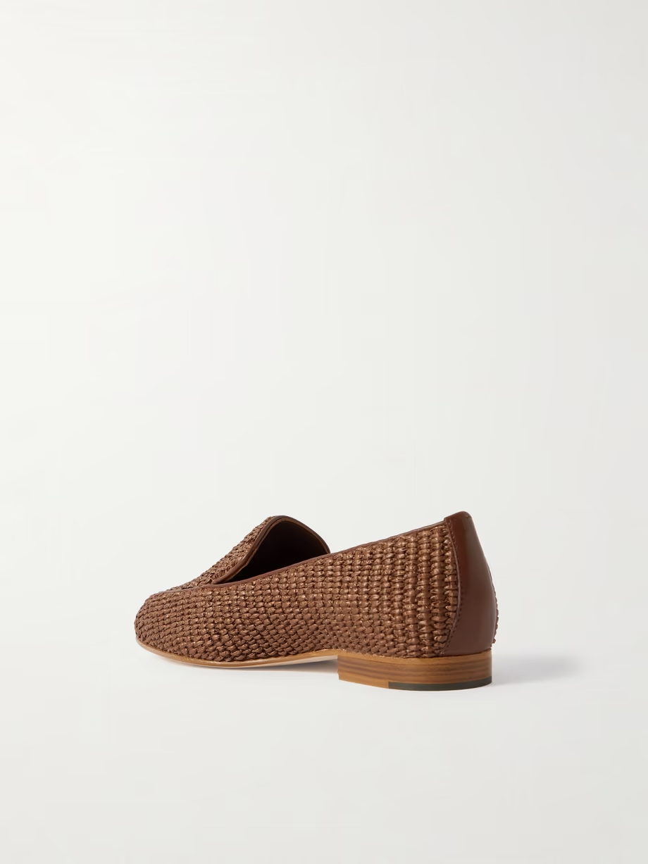 Pitakara leather-trimmed raffia loafers Pitakara leather-trimmed raffia loafers