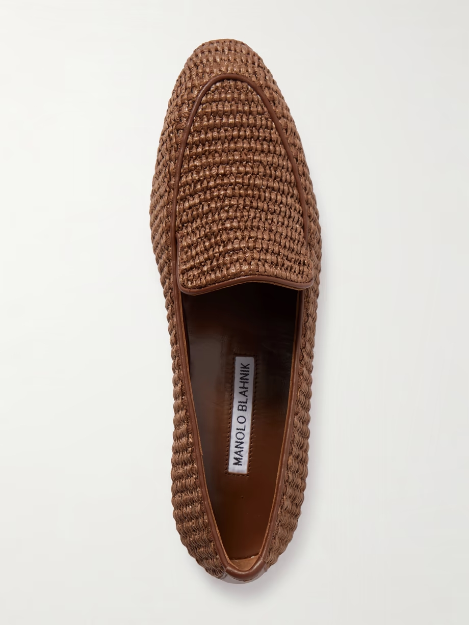 Pitakara leather-trimmed raffia loafers Pitakara leather-trimmed raffia loafers