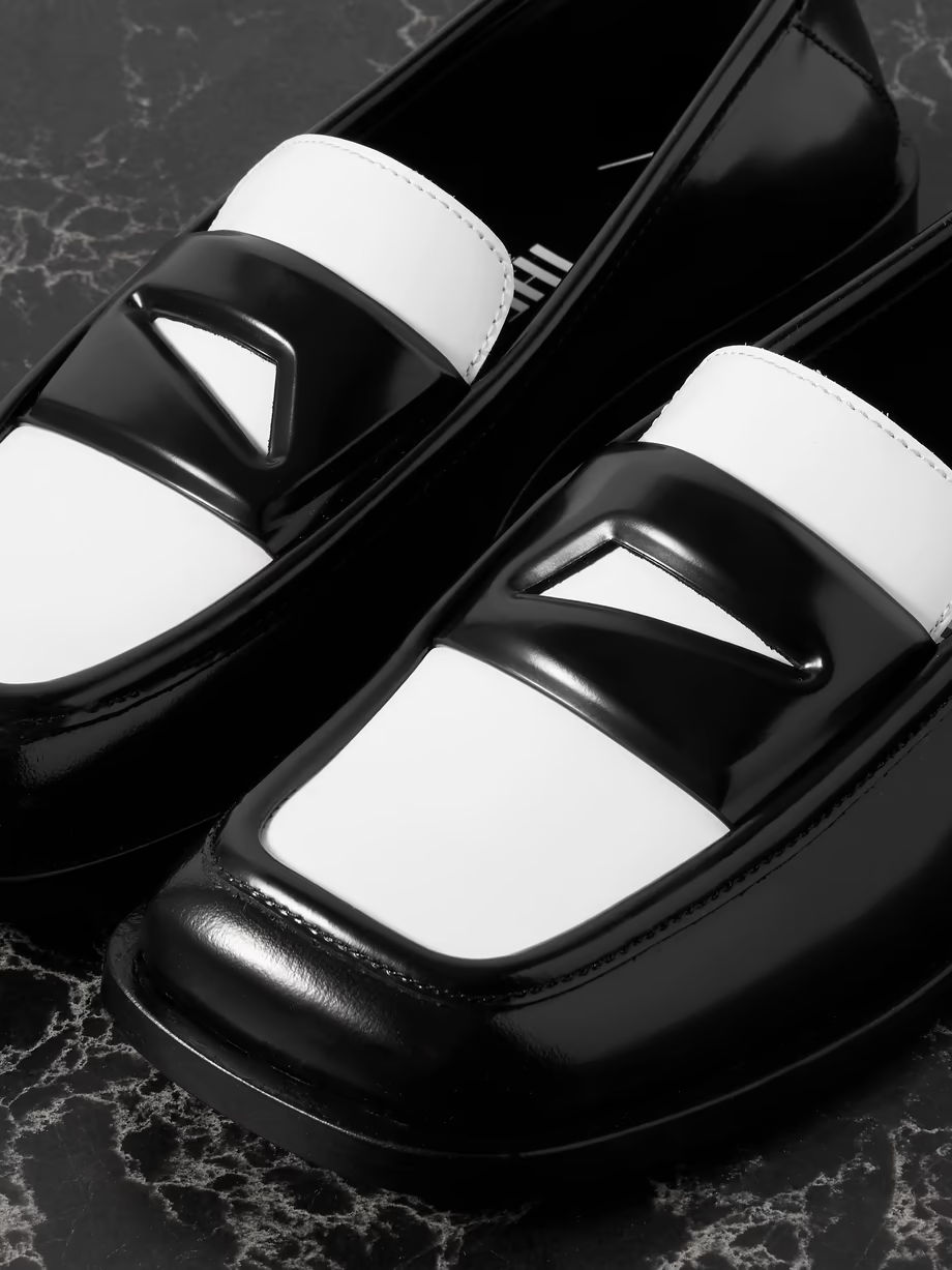 Amanda logo-debossed two-tone leather loafers Amanda logo-debossed two-tone leather loafers