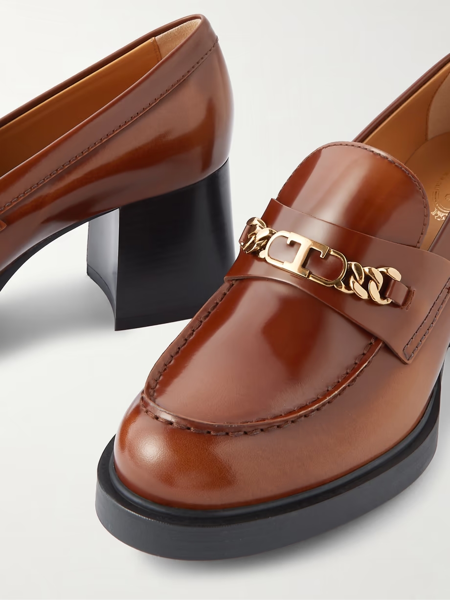 Gomma embellished leather platform loafers Gomma embellished leather platform loafers