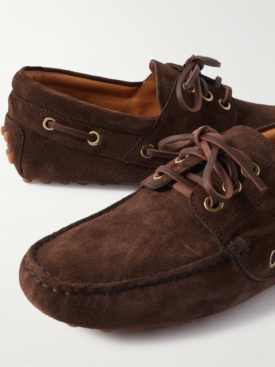 Gommino leather-trimmed suede loafers Gommino leather-trimmed suede loafers