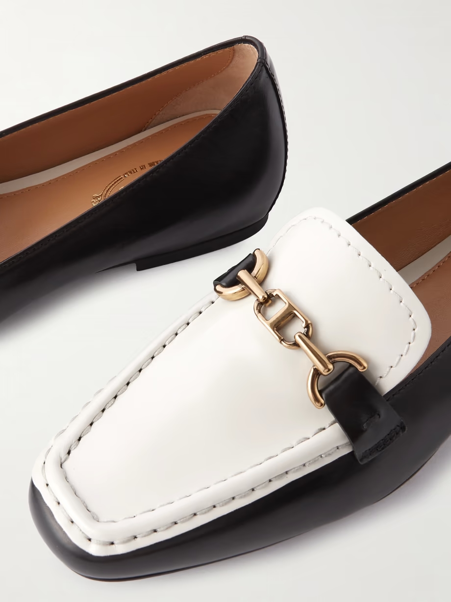 Embellished two-tone leather loafers Embellished two-tone leather loafers