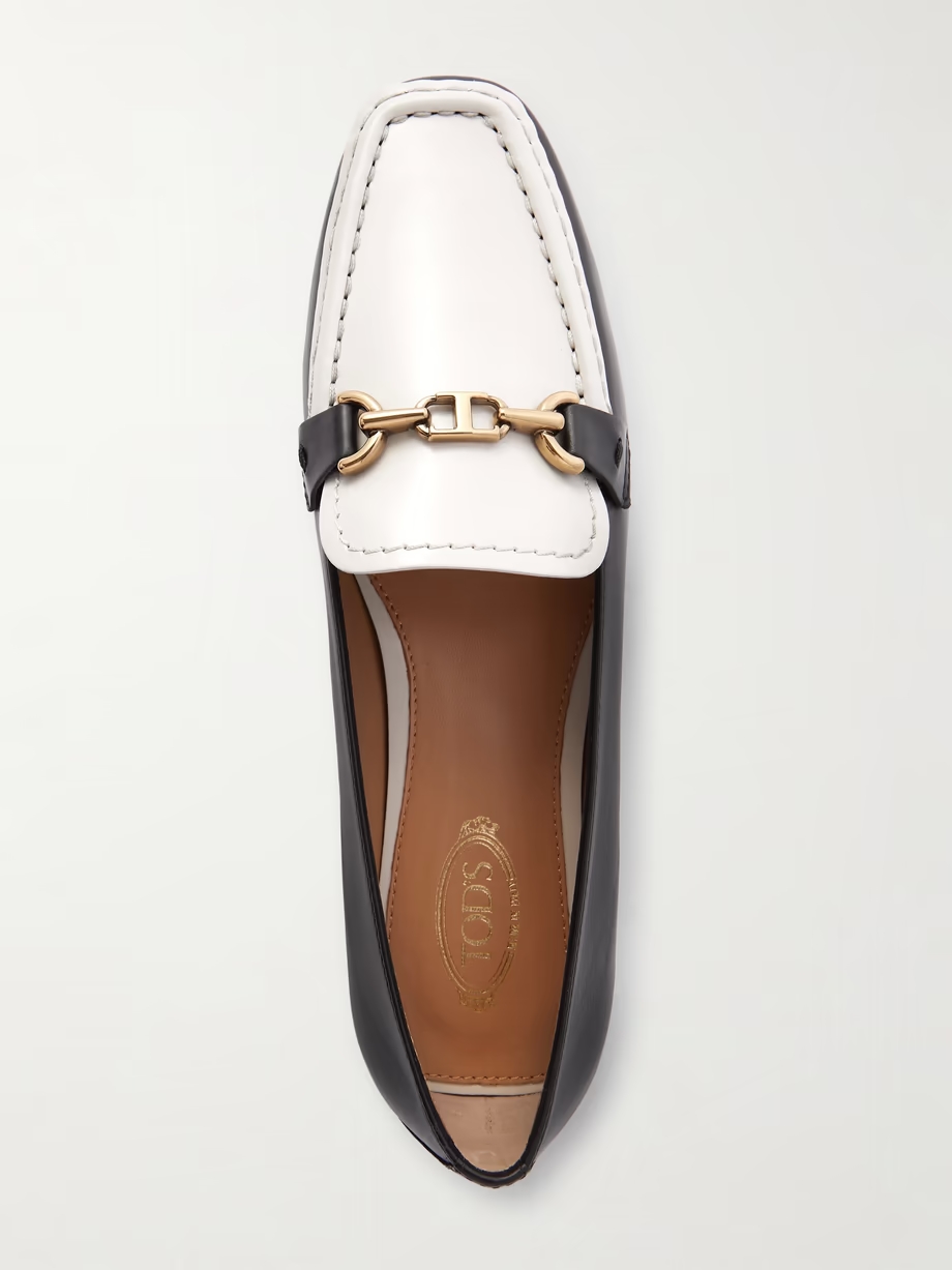 Embellished two-tone leather loafers Embellished two-tone leather loafers