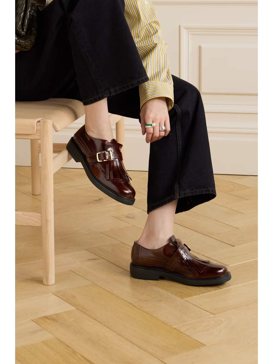Fringed glossed-leather brogues Fringed glossed-leather brogues