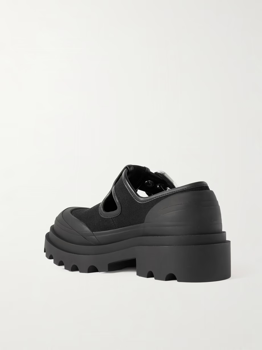 Trek rubber- and leather-trimmed canvas platform loafers Trek rubber- and leather-trimmed canvas platform loafers