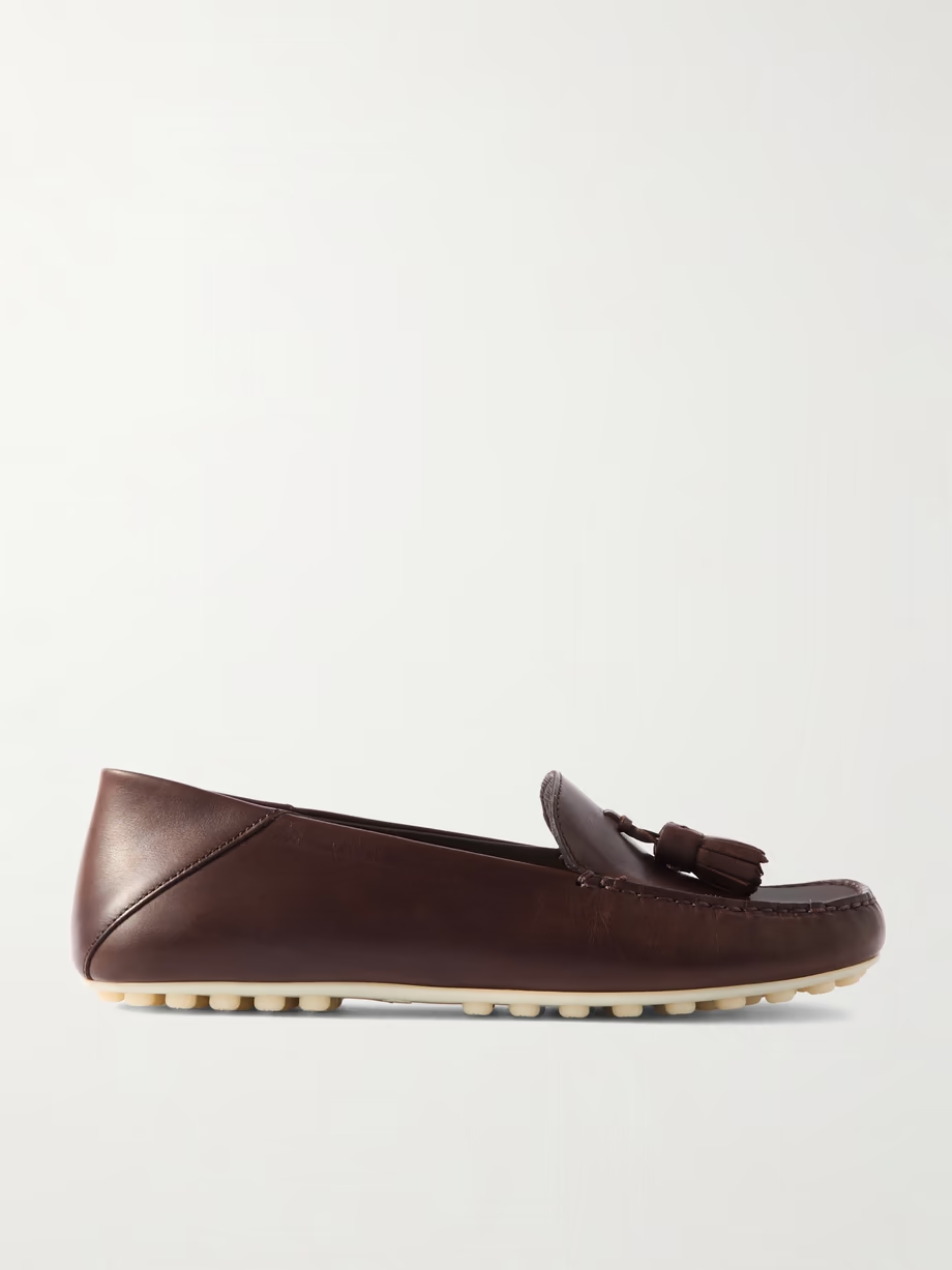 Tasseled leather collapsible-heel loafers Tasseled leather collapsible-heel loafers