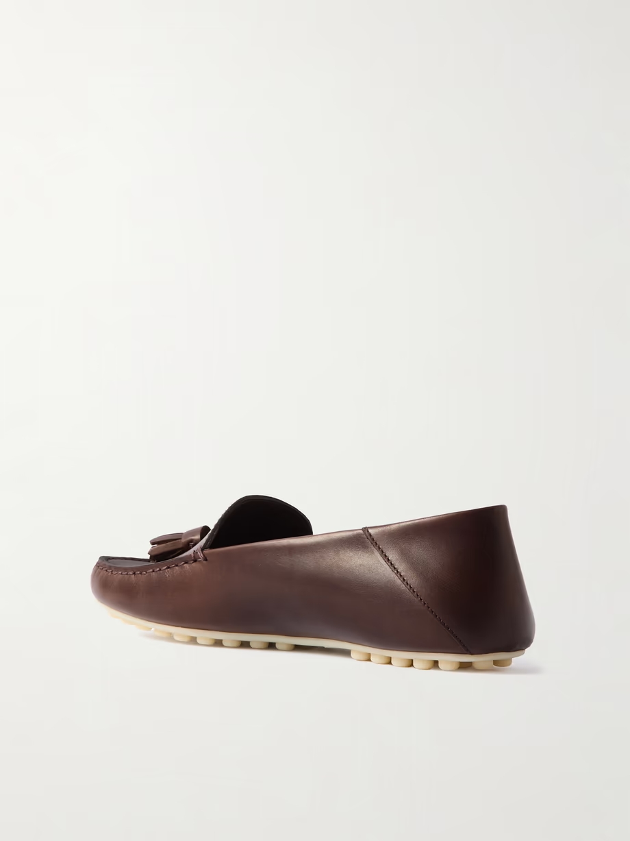 Tasseled leather collapsible-heel loafers Tasseled leather collapsible-heel loafers
