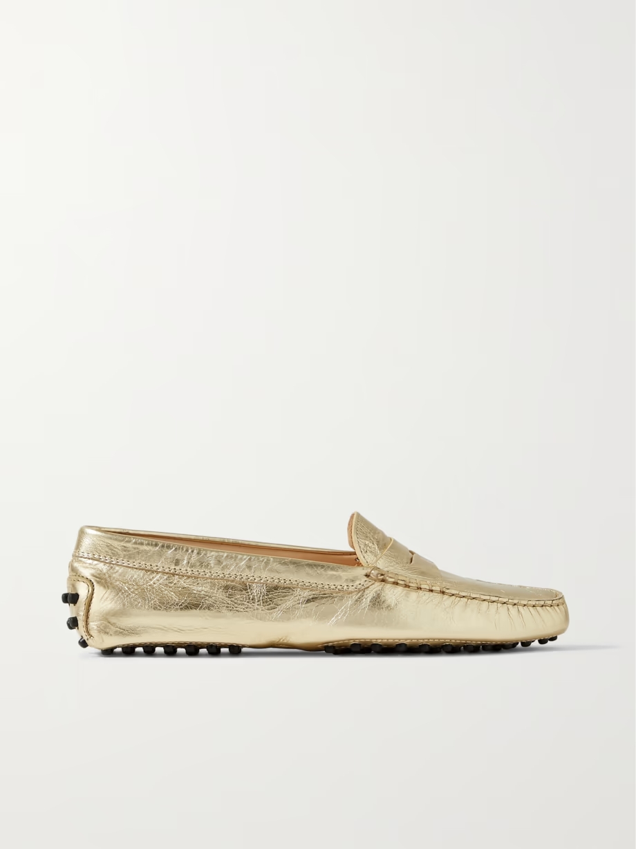 Gommino metallic textured-leather loafers Gommino metallic textured-leather loafers