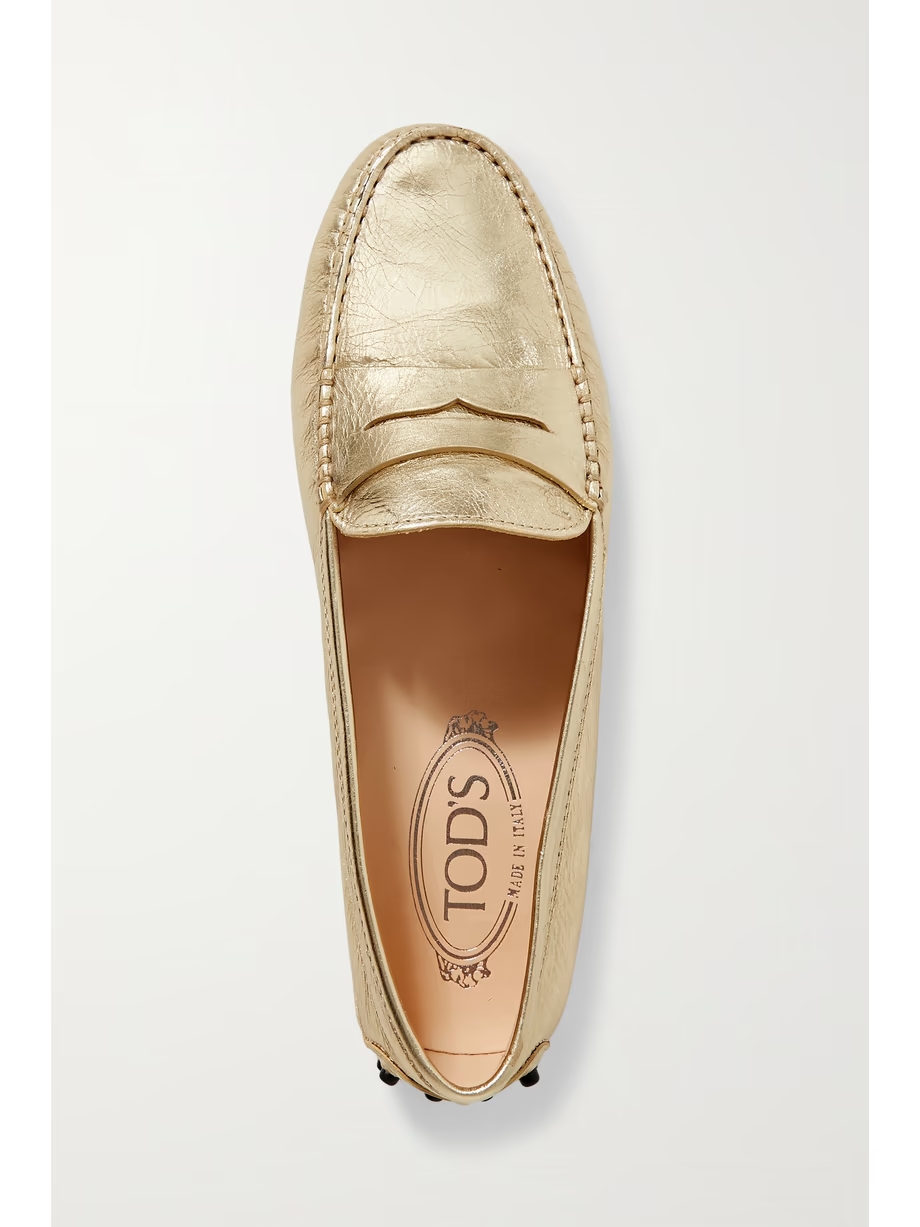 Gommino metallic textured-leather loafers Gommino metallic textured-leather loafers