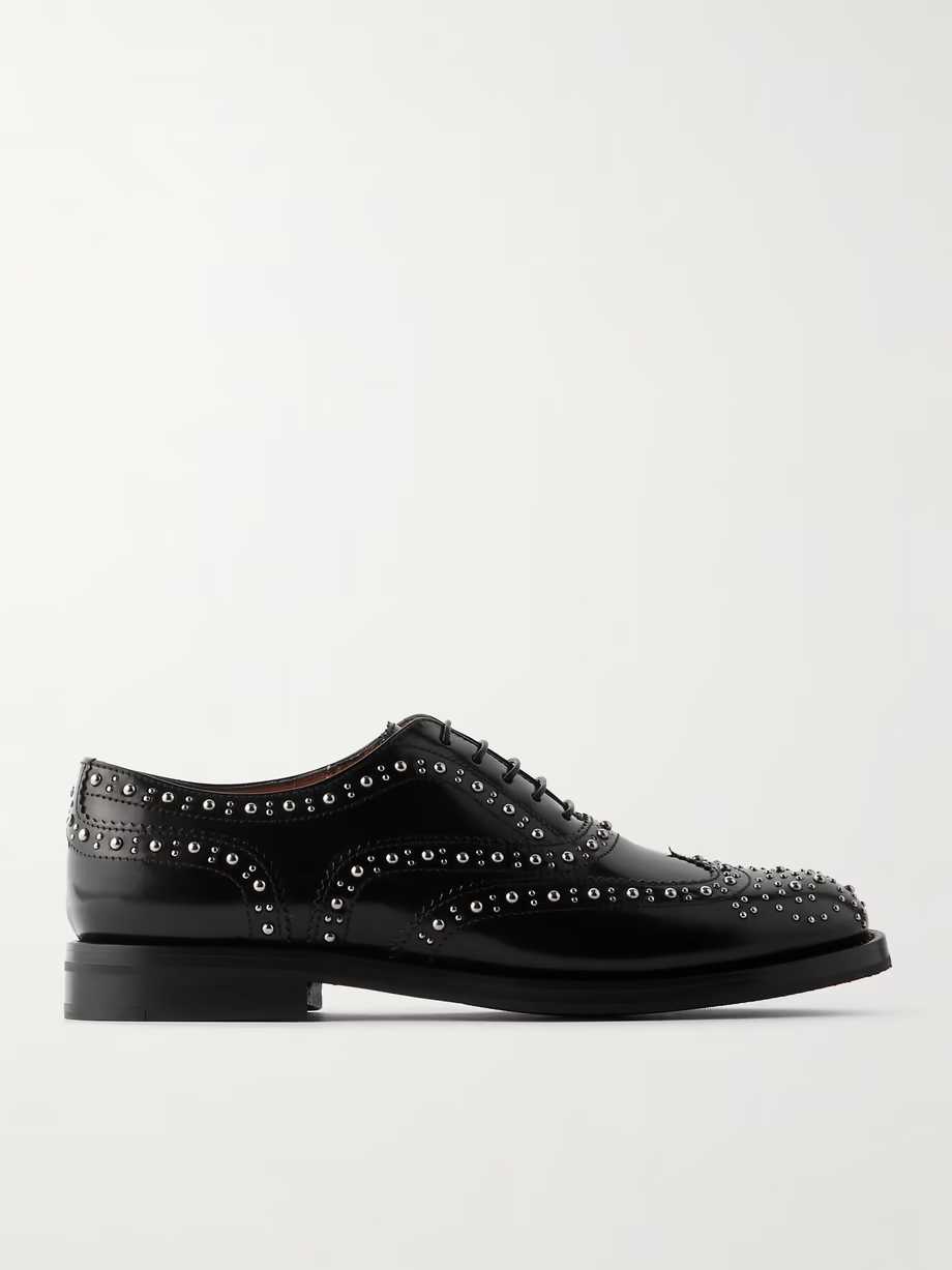 Burwood Met studded glossed-leather brogues Burwood Met studded glossed-leather brogues