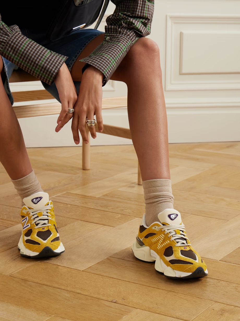 9060 leather-trimmed suede and mesh sneakers 9060 leather-trimmed suede and mesh sneakers