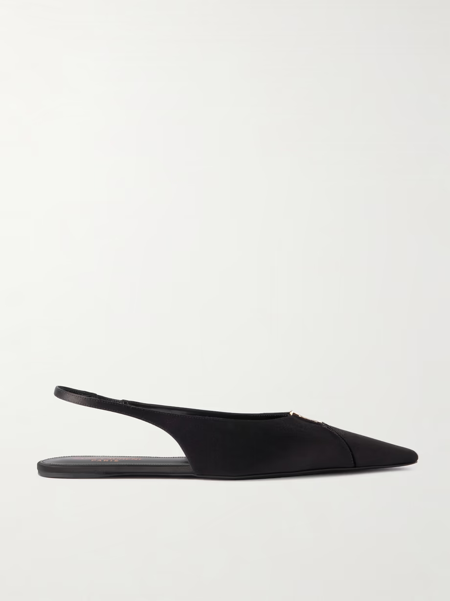 Babylone embellished crepe point-toe slingback flats Babylone embellished crepe point-toe slingback flats