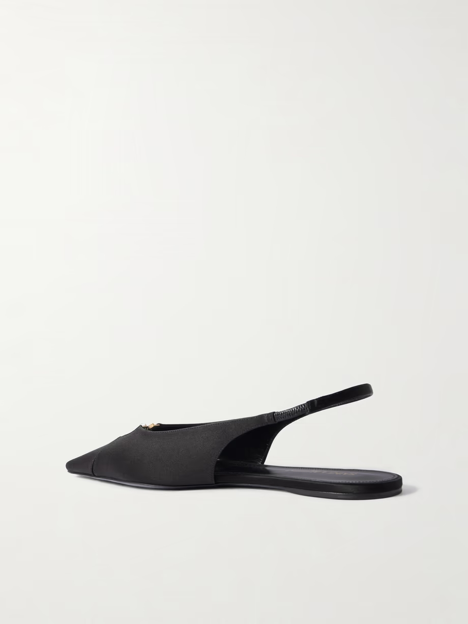 Babylone embellished crepe point-toe slingback flats Babylone embellished crepe point-toe slingback flats