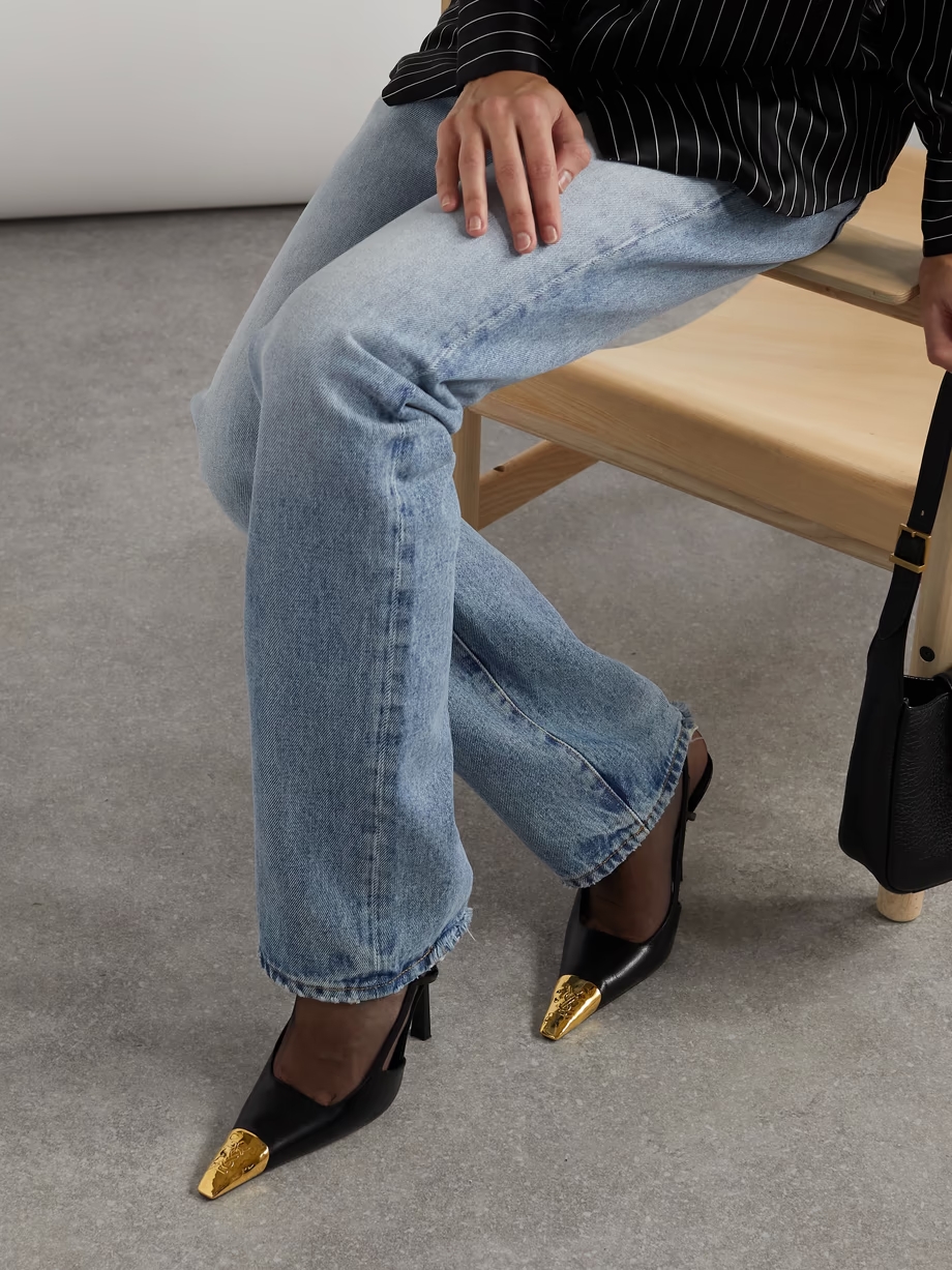 Jeanne embellished glossed-leather slingback pumps Jeanne embellished glossed-leather slingback pumps