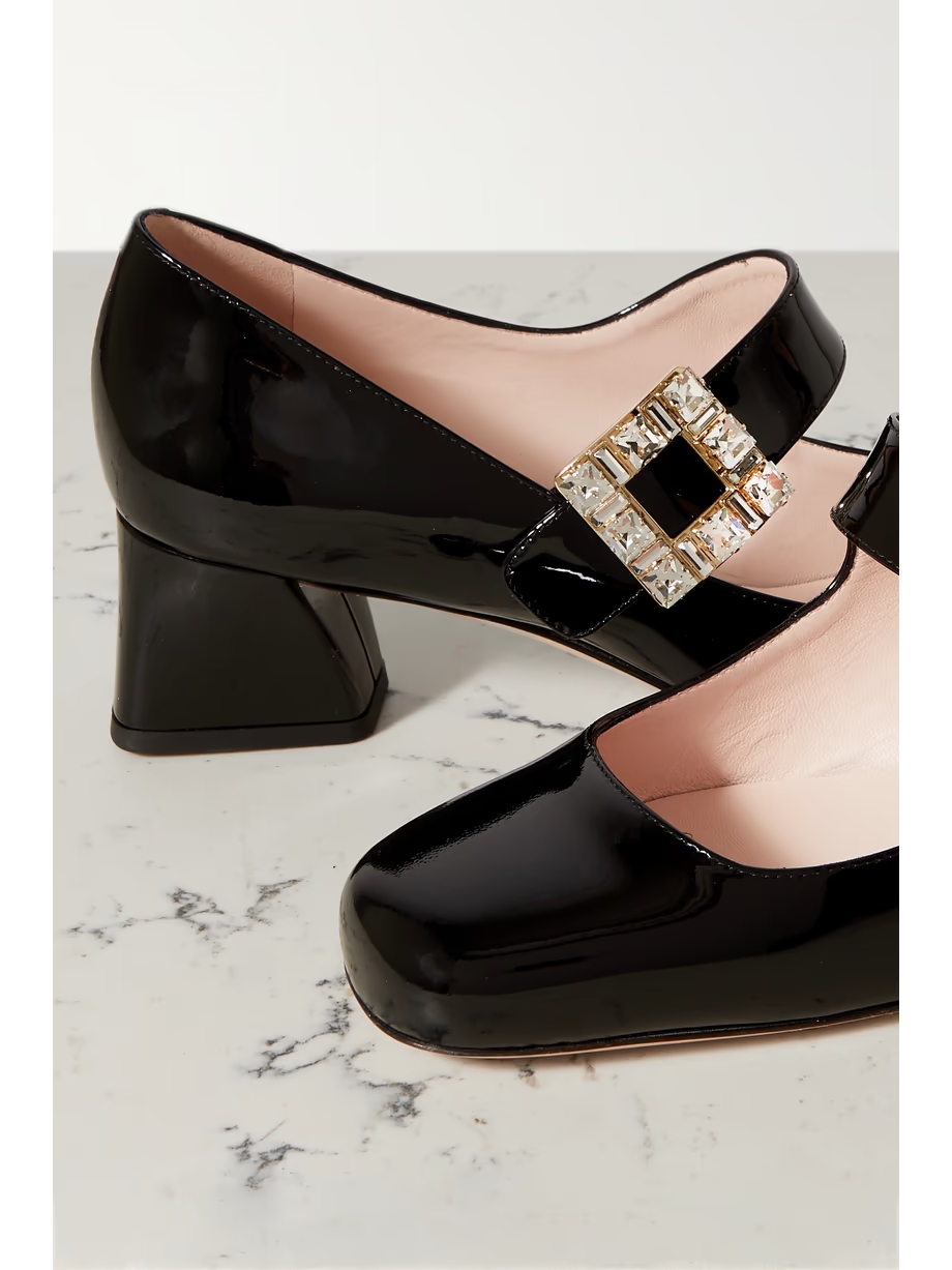 Très Vivier crystal-embellished patent-leather Mary Jane pumps Très Vivier crystal-embellished patent-leather Mary Jane pumps