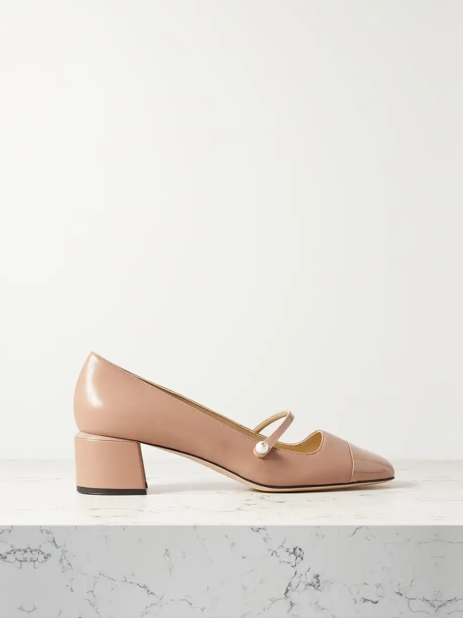 Elisa 45 embellished patent-trimmed leather Mary Jane pumps Elisa 45 embellished patent-trimmed leather Mary Jane pumps
