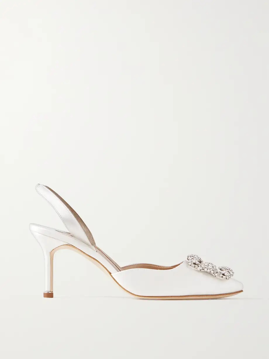 Hangisli 70 crystal-embellished satin slingback pumps Hangisli 70 crystal-embellished satin slingback pumps
