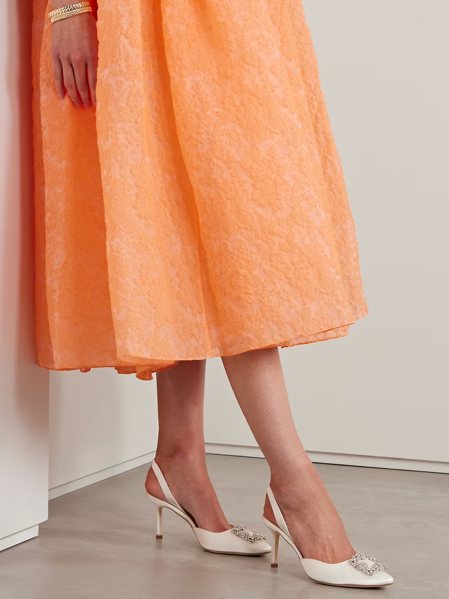 Hangisli 70 crystal-embellished satin slingback pumps Hangisli 70 crystal-embellished satin slingback pumps