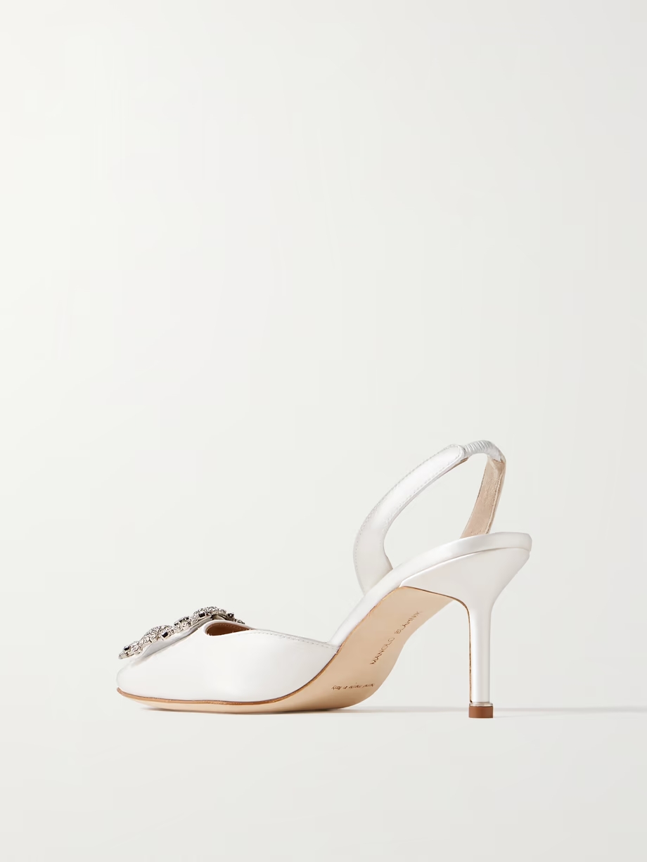 Hangisli 70 crystal-embellished satin slingback pumps Hangisli 70 crystal-embellished satin slingback pumps