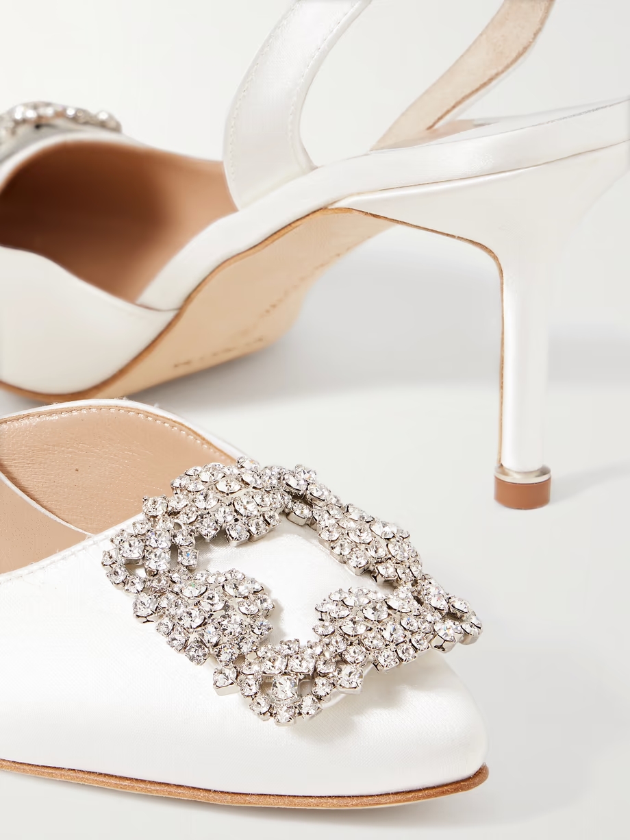 Hangisli 70 crystal-embellished satin slingback pumps Hangisli 70 crystal-embellished satin slingback pumps