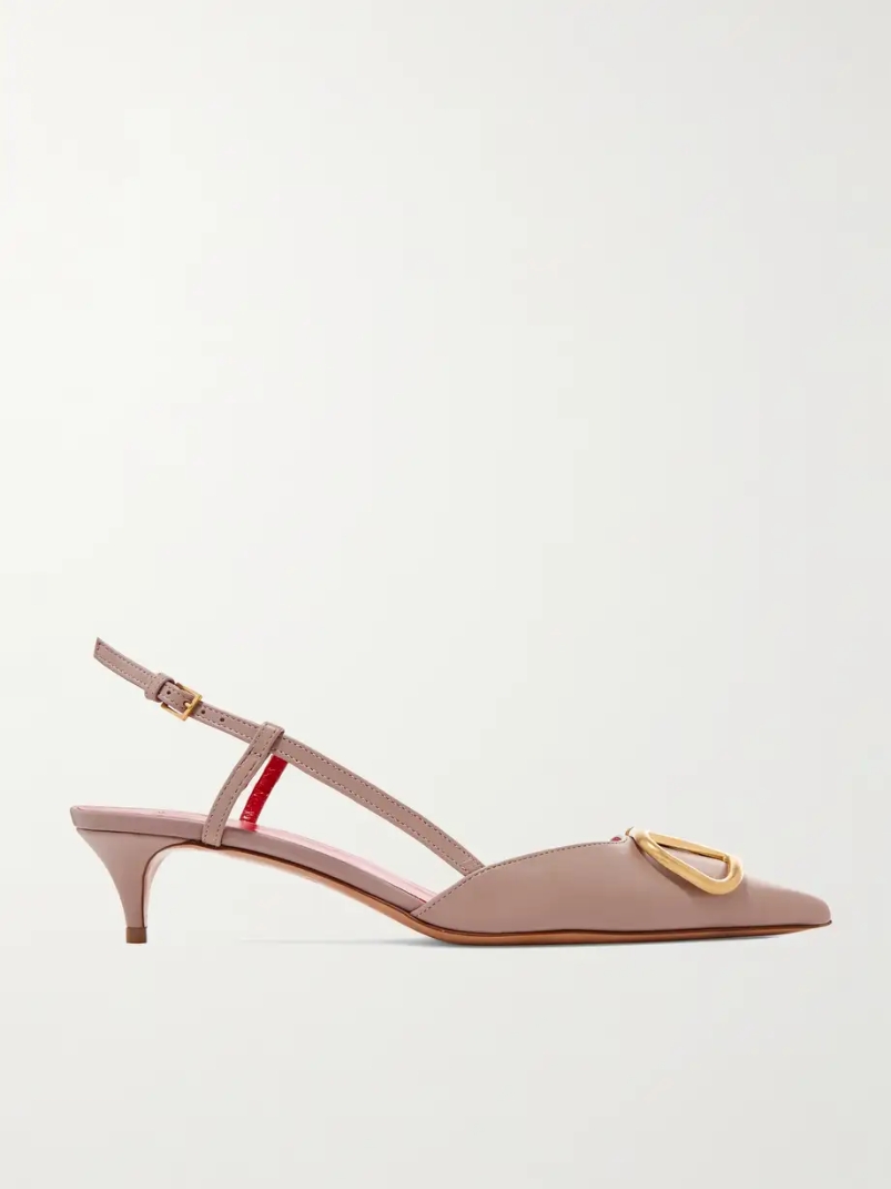 Valentino Garavani Go Logo 40 embellished leather slingback pumps Valentino Garavani Go Logo 40 embellished leather slingback pumps