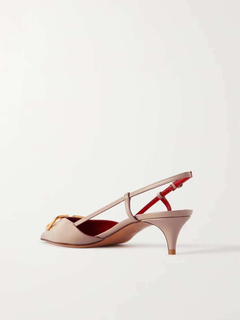 Valentino Garavani Go Logo 40 embellished leather slingback pumps Valentino Garavani Go Logo 40 embellished leather slingback pumps