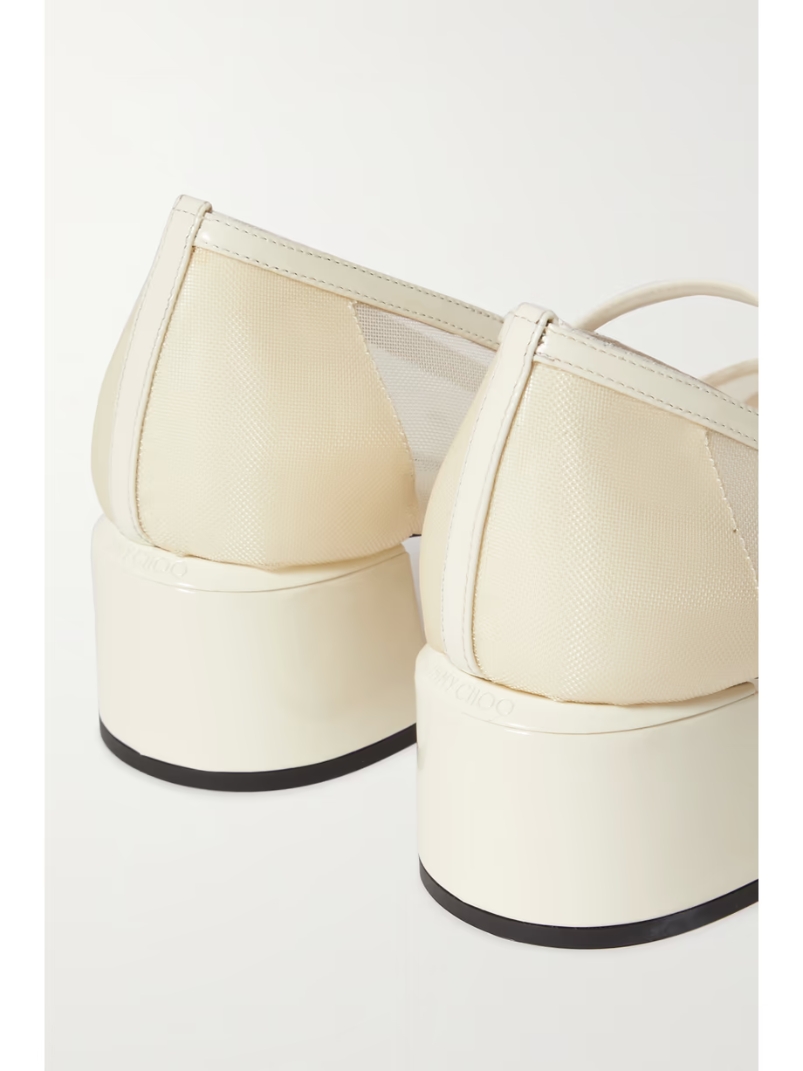 Elisa 45 embellished patent-leather and mesh Mary Jane pumps Elisa 45 embellished patent-leather and mesh Mary Jane pumps
