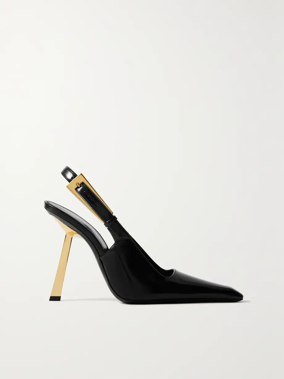 Lee patent-leather slingback pumps Lee patent-leather slingback pumps