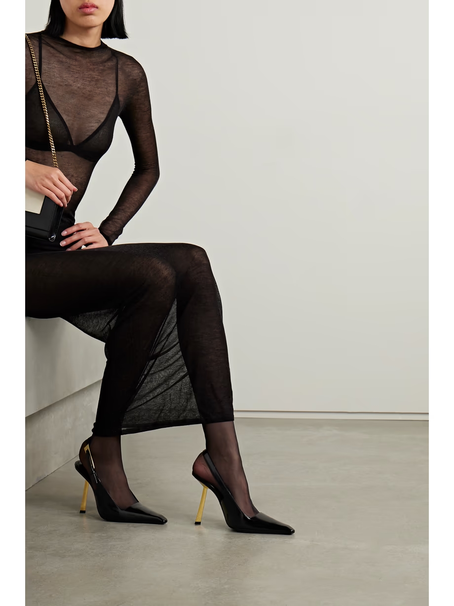 Lee patent-leather slingback pumps Lee patent-leather slingback pumps