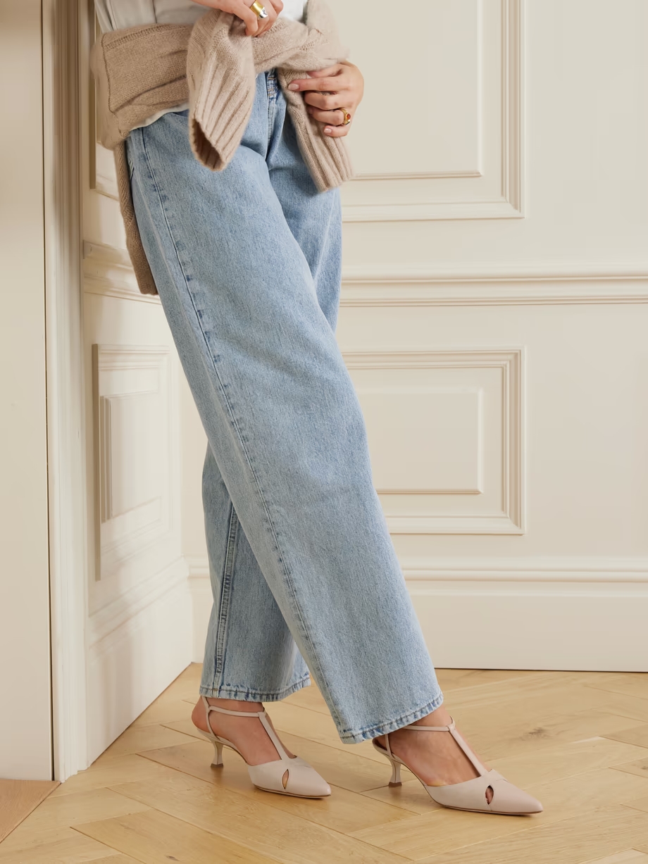 Turgimod 50 cutout leather and suede slingback pumps Turgimod 50 cutout leather and suede slingback pumps