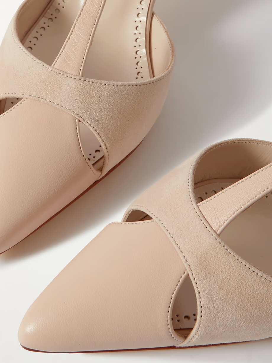 Turgimod 50 cutout leather and suede slingback pumps Turgimod 50 cutout leather and suede slingback pumps