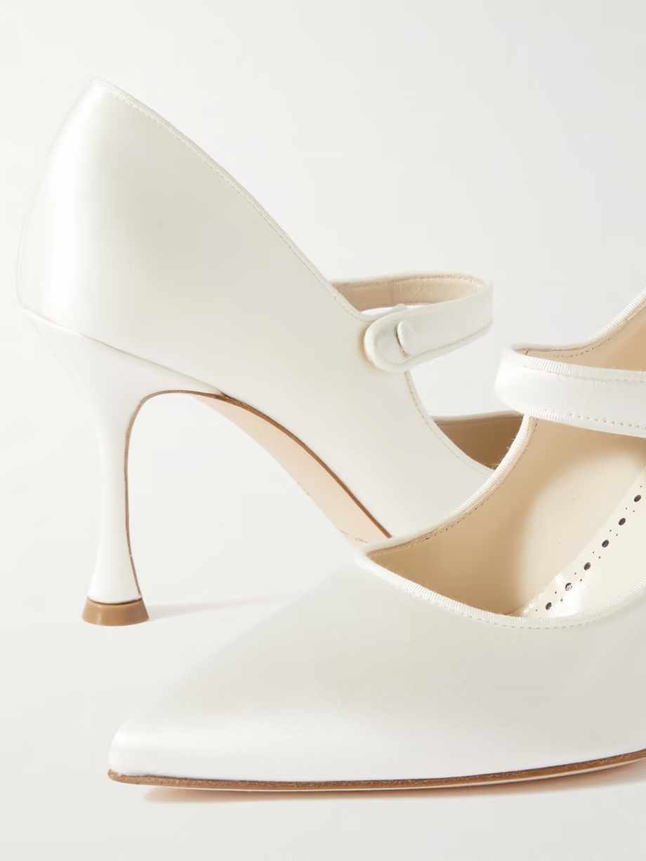 Campari Bridal 90 grosgrain-trimmed satin Mary Jane pumps