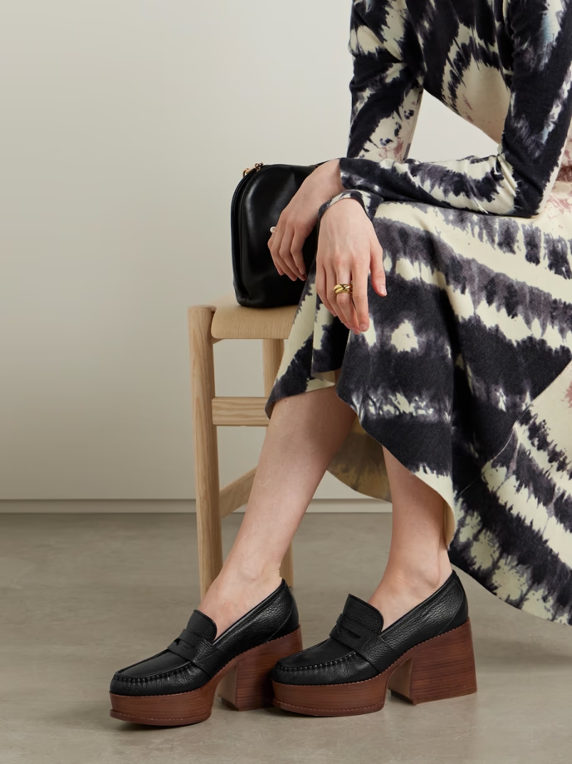 Augusta textured-leather platform loafers Augusta textured-leather platform loafers