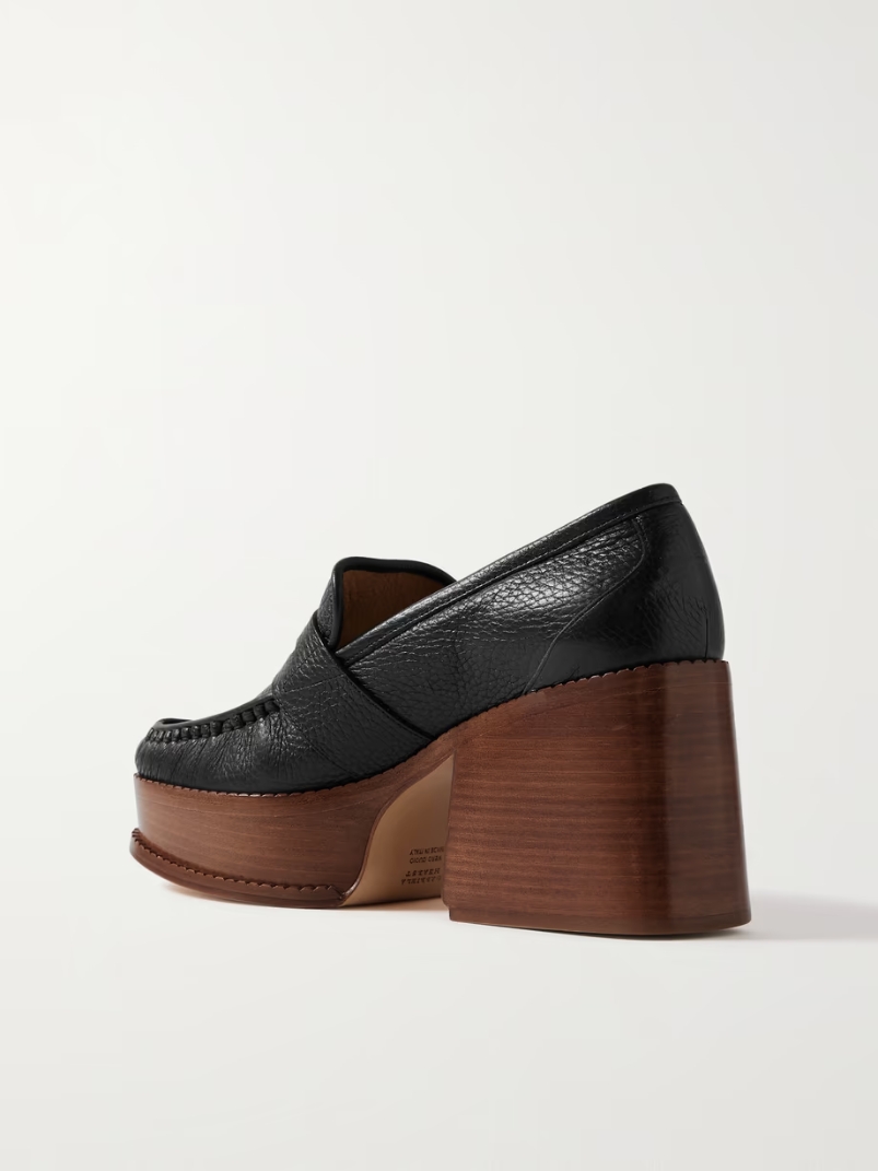 Augusta textured-leather platform loafers Augusta textured-leather platform loafers
