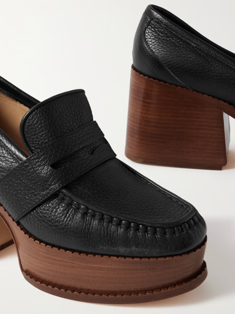 Augusta textured-leather platform loafers Augusta textured-leather platform loafers