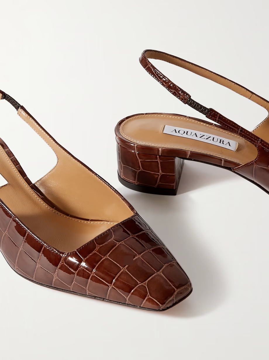 Ginza 35 croc-effect leather slingback pumps Ginza 35 croc-effect leather slingback pumps