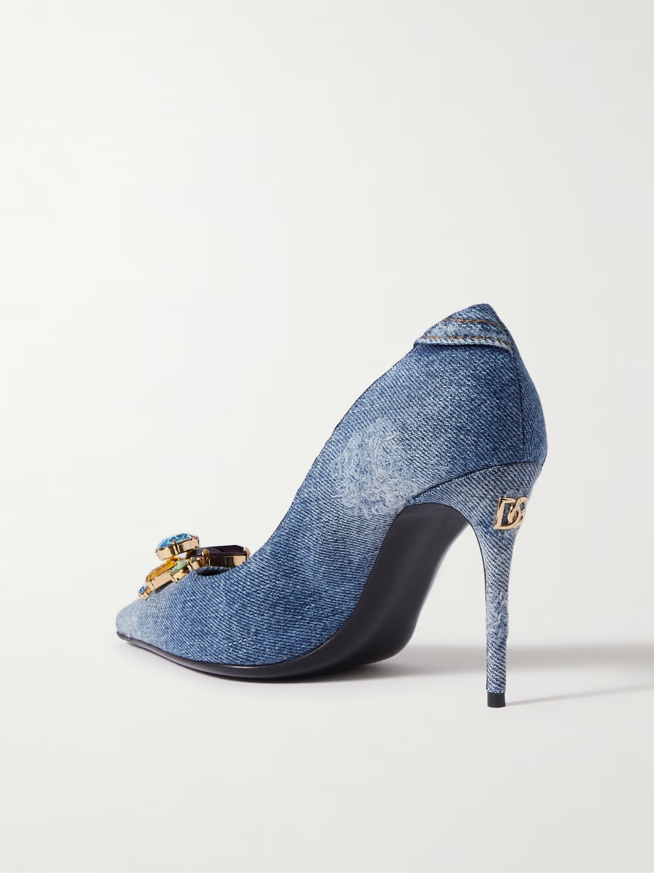 Embellished denim pumps Embellished denim pumps