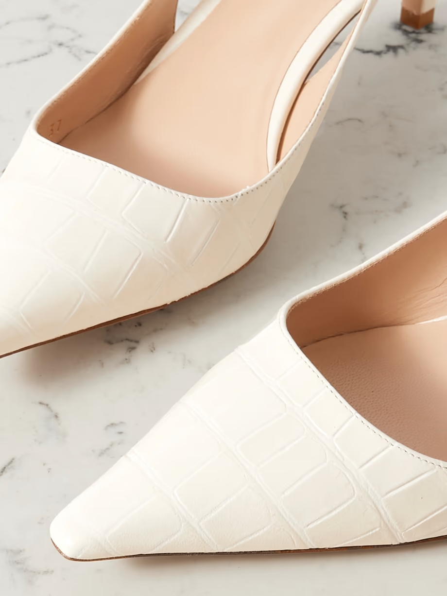 Angelina logo-embellished croc-effect leather slingback pumps Angelina logo-embellished croc-effect leather slingback pumps