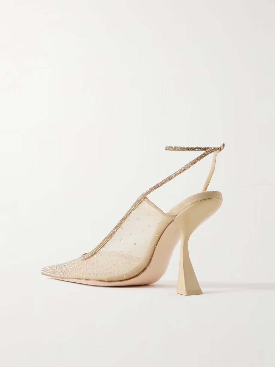 Diya suede-trimmed crystal-embellished tulle pumps Diya suede-trimmed crystal-embellished tulle pumps