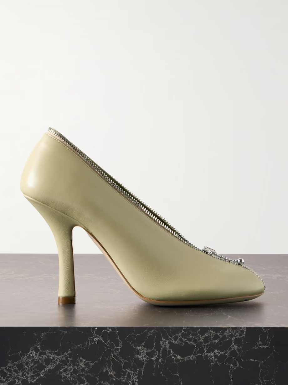 Zip-embellished leather pumps Zip-embellished leather pumps