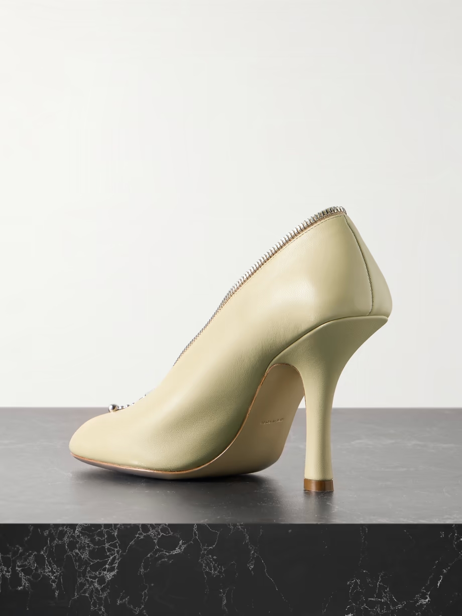 Zip-embellished leather pumps Zip-embellished leather pumps