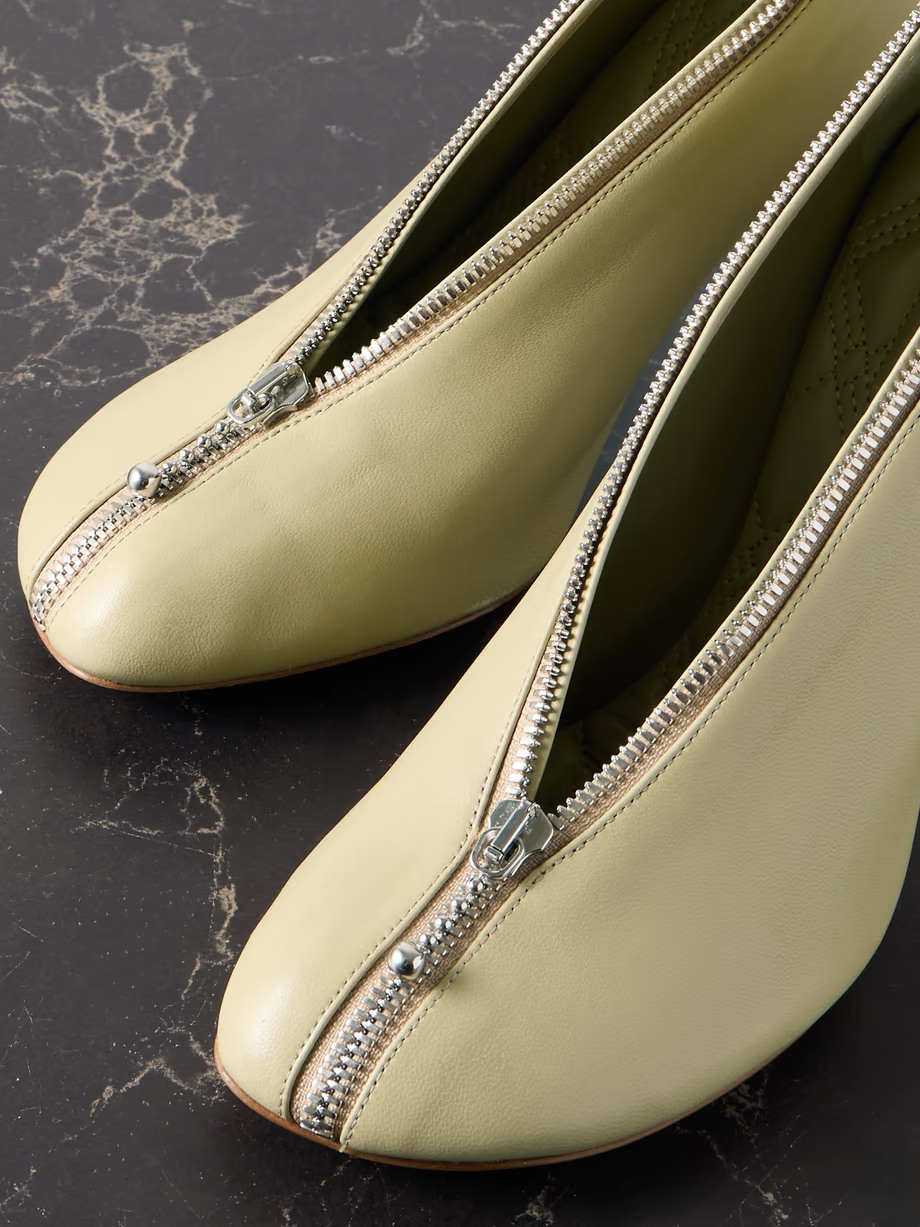 Zip-embellished leather pumps Zip-embellished leather pumps