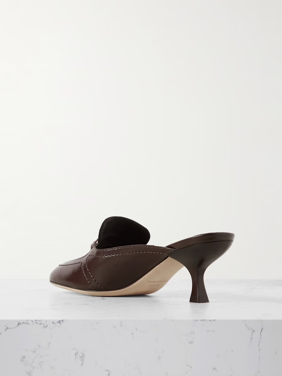 Elodye embellished smooth and croc-effect leather mules Elodye embellished smooth and croc-effect leather mules