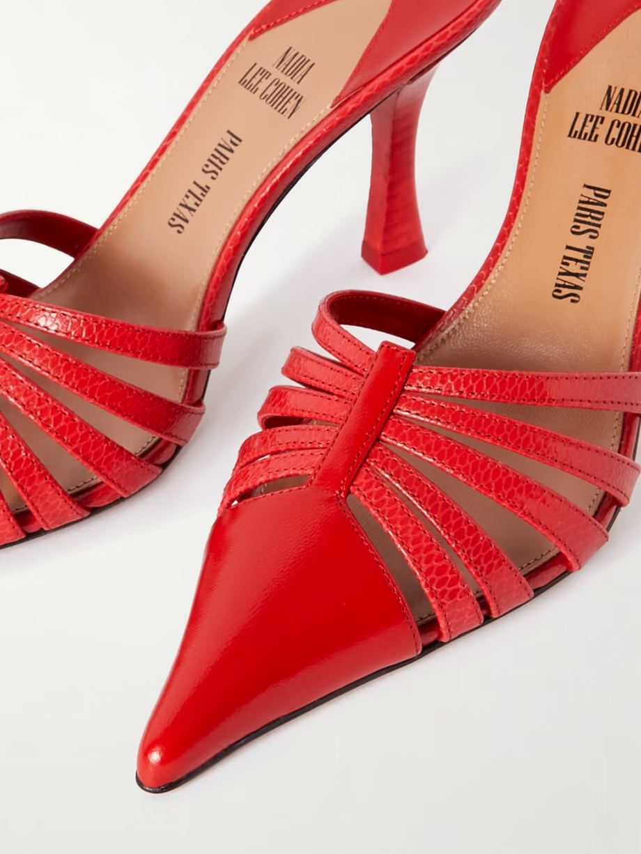 + Nadia Lee Cohen patent and snake-effect leather mules + Nadia Lee Cohen patent and snake-effect leather mules