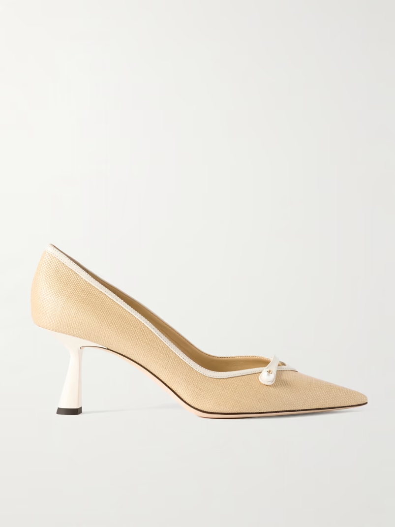 Rosalia 65 embellished leather-trimmed raffia pumps Rosalia 65 embellished leather-trimmed raffia pumps