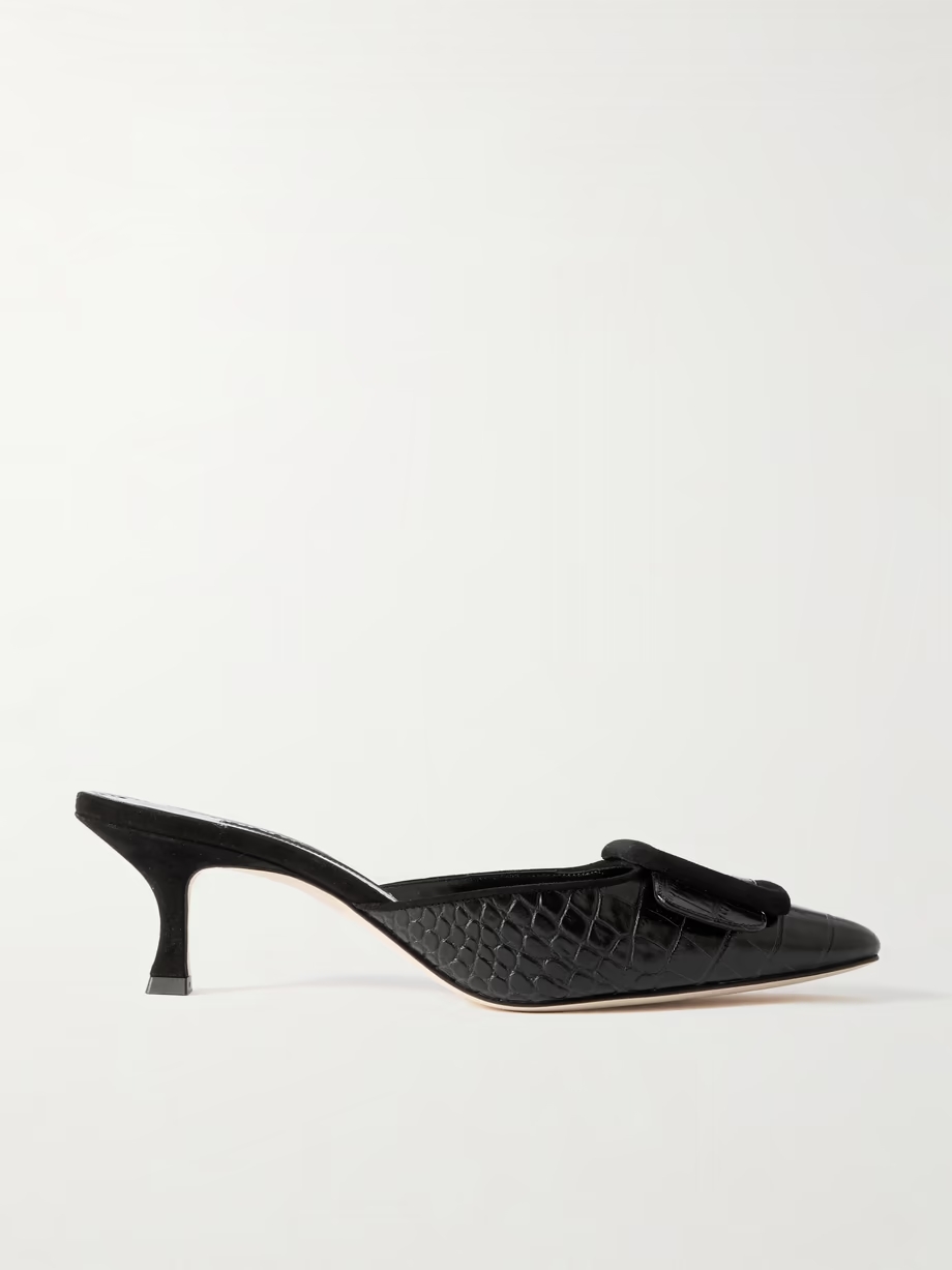 Maysalebi 50 suede-trimmed croc-effect leather mules Maysalebi 50 suede-trimmed croc-effect leather mules